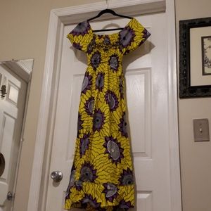 Yellow & Purple Ankara Dress